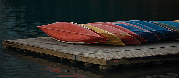 Canoes at Moraine Lake